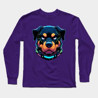 Cyberpunk Neon Furry Anthro Rottweiler Long Sleeve T-Shirt